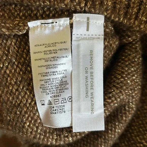 Ann Taylor Brown Gold Metallic Oversized Sweater Size Small - Picture 7 of 7